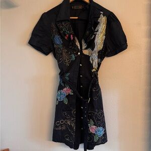 COOGI Black Dress‎ with Colorful Embroidery